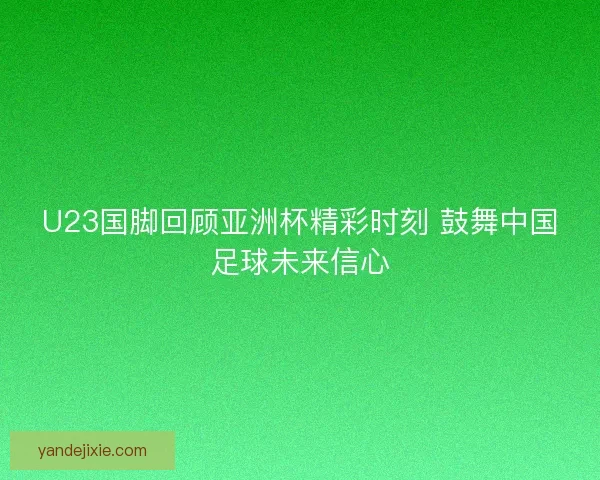U23国脚回顾亚洲杯精彩时刻 鼓舞中国足球未来信心