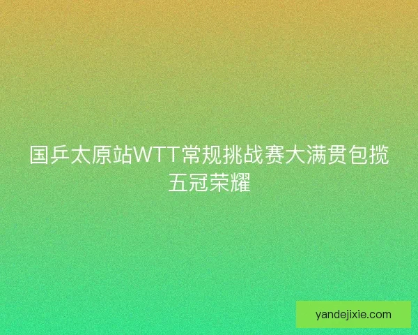 国乒太原站WTT常规挑战赛大满贯包揽五冠荣耀
